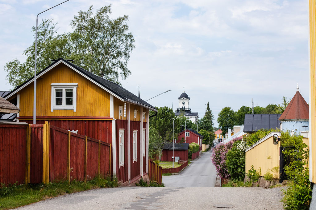 Talvinen puutalokaupunki Kristiinankaupungissa